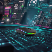 Souris rechargeable sans fil avec logo lumineux LED RVB, 100MOQ, cadeau personnalisé, mini souris sans fil ultra mince gravée avec logo d'entreprise