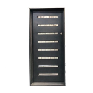 Última casa puerta principal parrilla de hierro vidrio acero columpio diseño gráfico moderno antirrobo puertas de entrada exterior de hierro forjado 5 años - Product Image 1