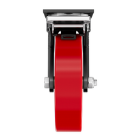 Roue pivotante en polyuréthane massif, 4, 5, 6, 8 pouces, couche extérieure en PU rouge, haute capacité de charge, montage sur plaque