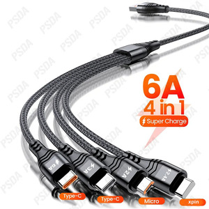 100W 4 en 1 para teléfono 16 66W Cable <span class=keywords><strong>DE</strong></span> DATOS Micro USB C Cable para Xiaomi Samsung <span class=keywords><strong>OPPO</strong></span> Huawei Cable <span class=keywords><strong>de</strong></span> <span class=keywords><strong>carga</strong></span> rápida - Product Image 2
