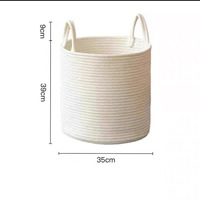 Panier personnalisé en corde de coton tissé à la main, grande capacité, avec fermeture à cordon, pour vêtements sales et rangement de jouets