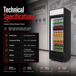 Réfrigérateur commercial grande capacité pour boissons, vitrine réfrigérée à 2 portes vitrées, réfrigérateur vertical de présentation - Product Image 3