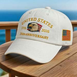 Gorra de Béisbol de Alta Calidad ZHOUHE US 250th Anniversary, 100% Algodón, Ajustable, Visera Curva, Impresión Serigráfica, Estilo Golf Dad Hat - Product Image 4