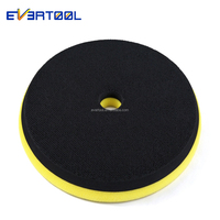 Applicateur de cire pour voiture EVERTOOL 100 mm, tampon de polissage en mousse plate jaune, fixation auto-agrippante, pour polisseuse rotative.