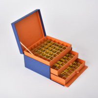 Luxueuse boîte de papier de rangement à tiroir multicouche boîte-cadeau de bijoux en chocolat avec diviseur doré