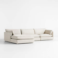 Designer-Modell im Natürlichen & Lässigen Stil 3-Sitzer Chaiselongue-Sofa Weißes Stoffbezogenes Sofa