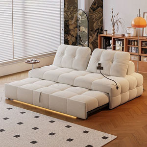 Nuovo <span class=keywords><strong>Divano</strong></span> <span class=keywords><strong>Letto</strong></span> Multifunzionale di Design Moderno in Stile Crema con Funzione Estraibile per Soggiorno, <span class=keywords><strong>Divano</strong></span> Cloud in Tessuto - Product Image 1