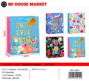 Borsa Regalo Mi House Market 18x10x23 Cm con Stampa Floreale, Confezione Regalo in Carta alla Moda - Product Image 1