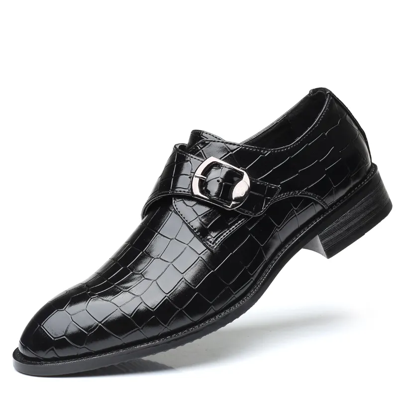 New formal fashion dress single English fish print men's tassel leisure foreign trade leather shoes in large size