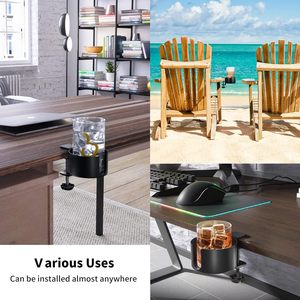 Portavasos de escritorio 2 en 1 con <span class=keywords><strong>soporte</strong></span> para colgar, portavasos antiderrames-Rotación de 360 ° <span class=keywords><strong>Soporte</strong></span> de aleación de aluminio Gancho Capacidad de carga 10kg - Product Image 5