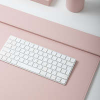 Ensemble de bureau de direction en cuir rose de qualité supérieure + MDF, organiseur de bureau en cuir pour femmes