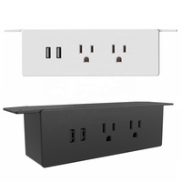 Masa kenarı güç şeridi ile 2 USB portu altında masa paneli güç çıkışı soketi
