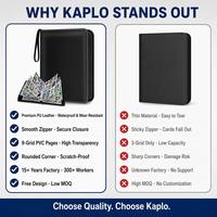 Binder Kartu Trading 9 Kantong Tahan Air dengan Ritsleting, Album Kartu Kulit PU 9 Grid, Halaman PP, Pengisian Samping, 900 Kartu Koleksi TCG