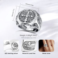 Changda 925 argent Sterling Crucifix croix St San Saint Benoît bague pour femmes deux tons catholique amulette hommes bague de mode