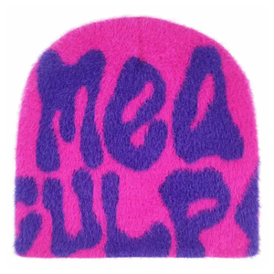 OEM Y2K Bonnets <span class=keywords><strong>Fourrure</strong></span> Bonnet Logo Personnalisé Acrylique Tricot Premium Cachemire Laine Jacquard Mohair Beanie - Product Image 3