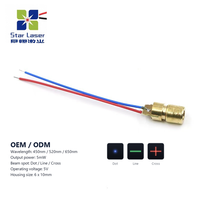 Modul Laser Biru 450nm 5mW OEM ODM Lensa Kuningan Kustom untuk Peralatan Sensor Pemosisian Tanpa PCBA