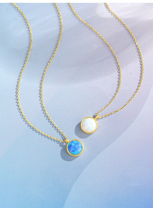 Collar de Plata de Ley 925 al por Mayor con Baño de Rodio, Cadena de Caja y Colgante Cuadrado de Ópalo, Elegante para Mujer, Ideal para Compromiso, Boda o Fiesta - Product Image 5