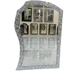 Miroir mural en argent 2024, double couche de maquillage miroir décoratif de salle de bain