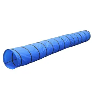 2022 Dog Agility and Obedience Training Tunnel with Carry Bag and Stakes by Trademark Innovations (Blue)