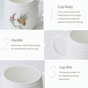 Ceramic <b>Mug</b> with <b>Bee</b> and Lavender Design - Pastoral Coffee Milk Breakfast Cup - Product Image 5