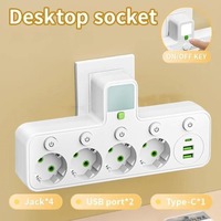 Adaptateur multi-prises standard européen russe, prise murale intelligente de type UE avec 3/4/5 prises AC, AC100-250V