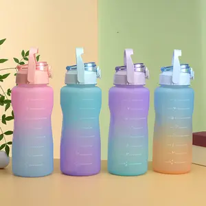 2023 Benutzer definierte umwelt freundliche auslaufs ichere Outdoor Sport motivierende Plastik wasser flasche mit Zeit marke