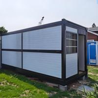 Maison conteneur pliable de 20 pieds, bâtiment préfabriqué modulaire en acier extensible avec fenêtre de sécurité pour bureau de chantier ou dortoir de travailleurs