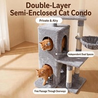 Arbre à chat de luxe multi-niveaux, condo pour chat, griffoir, hamac en peluche, lit-nid, mobilier d'intérieur pour chats de grande taille, Noël