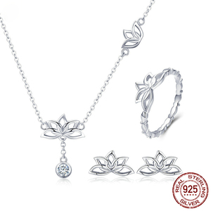 Fine S925 Jewelry Set 925 Sterling silverring bông tai vòng cổ, mạ vàng Zircon Wedding Jewelry Display sets đối với phụ nữ - Product Image 5