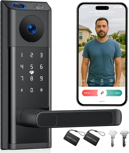 Cerradura Inteligente con Huella Dactilar Tuya WiFi, Audio Bidireccional, Timbre Integrado, Cerradura Inteligente con Cámara, Ideal para Casa y Airbnb - Product Image 1