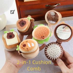Mini cepillo de pelo plegable portátil de viaje con espejo para mujer, diseño ligero de plástico de doble pliegue para uso en exteriores, lavable a mano - Product Image 4