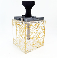 Nouveau narguilé acrylique ensemble 8 "Portable doré luxe Cube acrylique narguilé ensemble carré Sheesha narguilé électrique avec LED