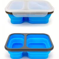 Boîte à lunch pliable en silicone Refine Factory avec fourchette et cuillère, ensemble de vaisselle réutilisable et écologique, compatible congélateur et lave-vaisselle