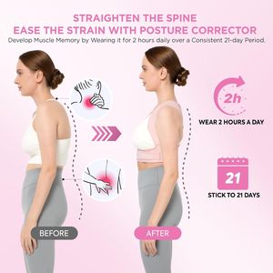 Corrector de Postura Ajustable para la Parte Superior de la Espalda, Soporte para Clavícula, Alivia el <span class=keywords><strong>Dolor</strong></span> de <span class=keywords><strong>Cuello</strong></span>, Hombros y Espalda, Logotipo Personalizado Disponible - Product Image 2