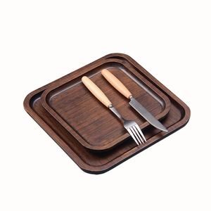 Plateau de service en bois massif de bambou, style japonais, rond ou carré, pour thé, fruits, pain, dîner, dessert, usage domestique ou hôtelier - Product Image 5