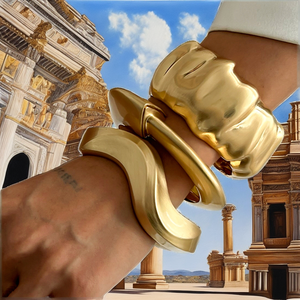 CRAFTS HUB CHT64J 3 Piece Designer <b>Chunky</b> Alloy Large Bangle <b>Bracelet</b> Sets Women Trendy Statement Party Geometric Fashion - Product Image 2