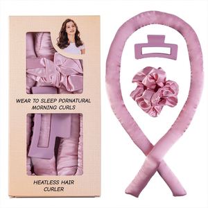Hot Sale Satin Heatless Hair Curler Soft Sleep Hair <b>Rollers</b> Set No Heat Curling Rod Headband with Scrunchies and Clip - Product Image 1