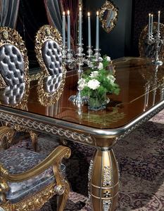Set di Mobili per Sala da Pranzo in Stile Classico Europeo, Elegante <span class=keywords><strong>e</strong></span> Antico, in Legno Dorato con <span class=keywords><strong>Tavolo</strong></span> <span class=keywords><strong>e</strong></span> <span class=keywords><strong>Sedie</strong></span> - Product Image 3
