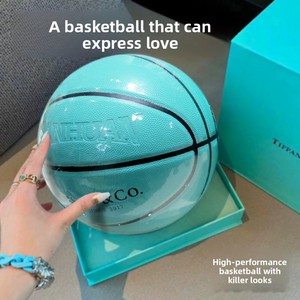 Coffret Cadeau de Basketball en PU Bleu Tiffany, Ballon de Basketball Bleu de Créateur, Taille 567, Cadeau de Basketball pour <span class=keywords><strong>Femme</strong></span>, Cadeau d'Anniversaire - Product Image 6