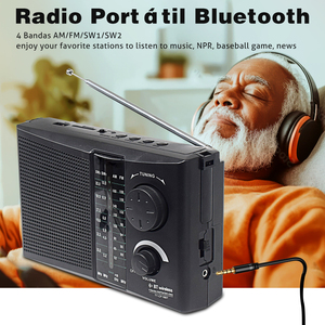 Radio Internet AM/FM a 4 bande, ricevitore portatile potente, alimentato a corrente alternata/batteria, batteria da 500 mAh, altoparlante integrato, presa per cuffie, facile da usare - Product Image 3