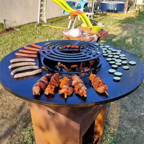 حفر نار من الفولاذ المقاوم للصدأ المصنوع من bbq مع مخزن خشبي فحم للبيع من