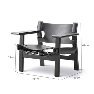 Fauteuil lounge capitonné en cuir véritable et bois massif |   Fauteuil design en gros pour chambre d'hôtel de luxe et mobilier scolaire - Product Image 6