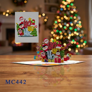 Carte pop-up 3D personnalisée tendance avec impression offset, motifs Ho Ho Ho, artisanat en papier fait main, décorations de Noël - Product Image 4