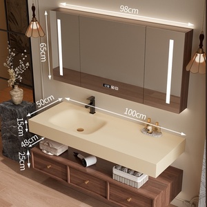 Nouvelle Vanité de Salle de Bain Intégrée de Style Chinois avec Lavabo en Pierre Sans Soudure à Chaud et Plan de Travail Personnalisable - Product Image 5