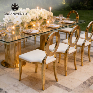 Chaise de banquet de luxe dorée <span class=keywords><strong>à</strong></span> dossier en O, empilable, pour réceptions de mariage, événements, salle <span class=keywords><strong>à</strong></span> manger, hôtel, salle de bal, mobilier de réception - Product Image 3