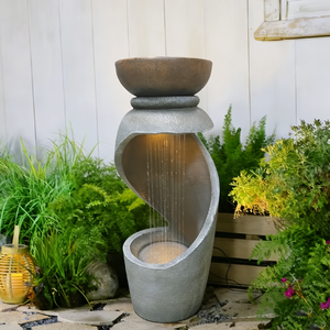 Fuente de Agua Exterior Moderna Minimalista de Resina de Cuatro Niveles con Luz LED, Color Personalizado, Certificación CE, para Jardín - Product Image 5