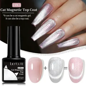 LILYCUTE Private Label Cat Eye Top Coat Gel Polish Super Sparkling Silver Snowlight Magnetic Gel Vernis Ongle Ssemi Permanent