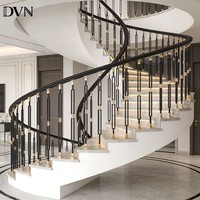 Balustre d'escalier de luxe DVN, balustre moderne en fer noir, garde-corps d'escalier rectangulaire noir et or, mât d'escalier en métal pour l'Australie
