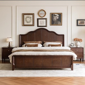 Letto <span class=keywords><strong>Matrimoniale</strong></span>/King Size in Rovere Rosso Stile Moderno Personalizzato, Elegante Struttura a Piattaforma in Legno per Adulti - Product Image 1