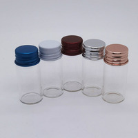 Mini pots en verre transparents et vides, cylindre de 10ml, pièces, avec capuchon à vis, couvercle en Aluminium argenté, bloc de rangement